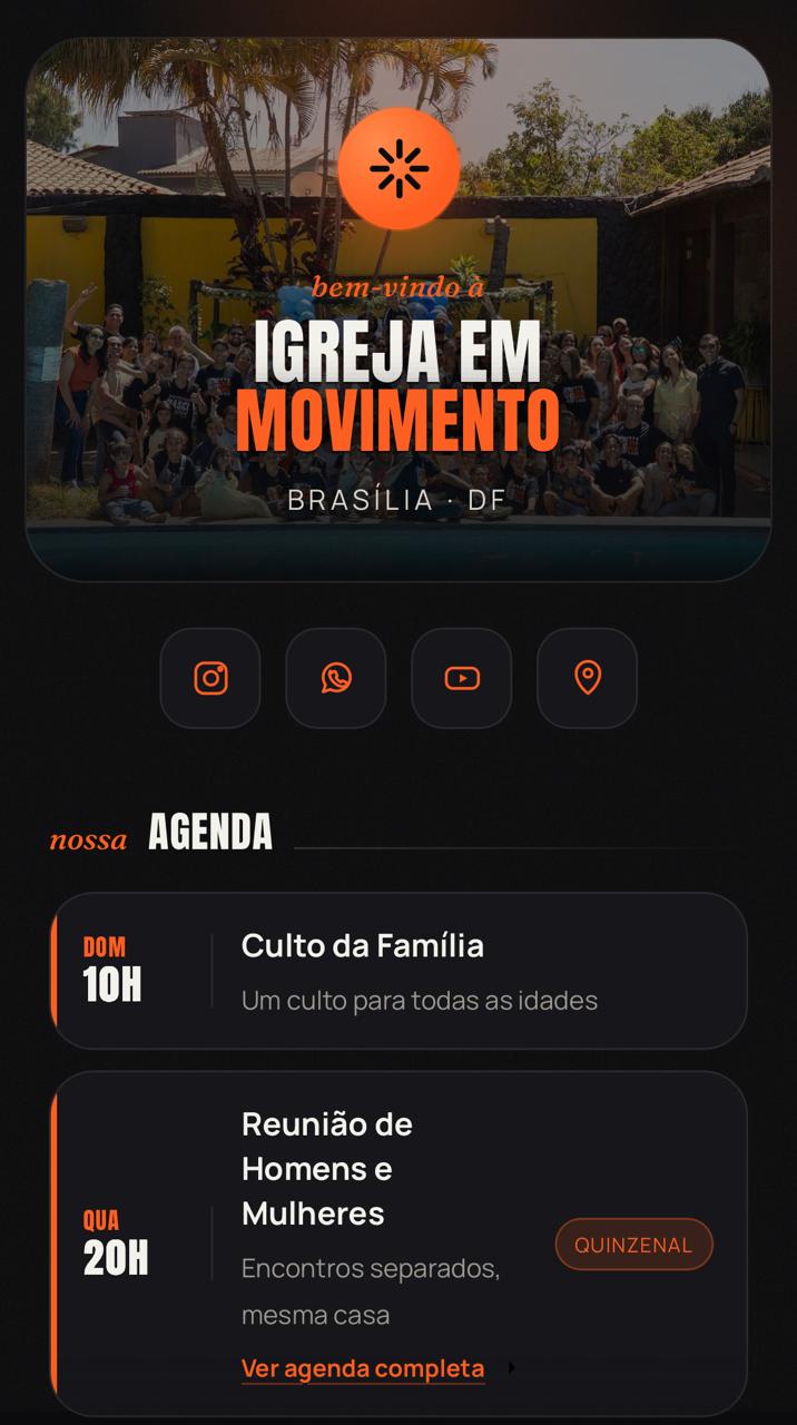 Link na bio da Igreja em Movimento