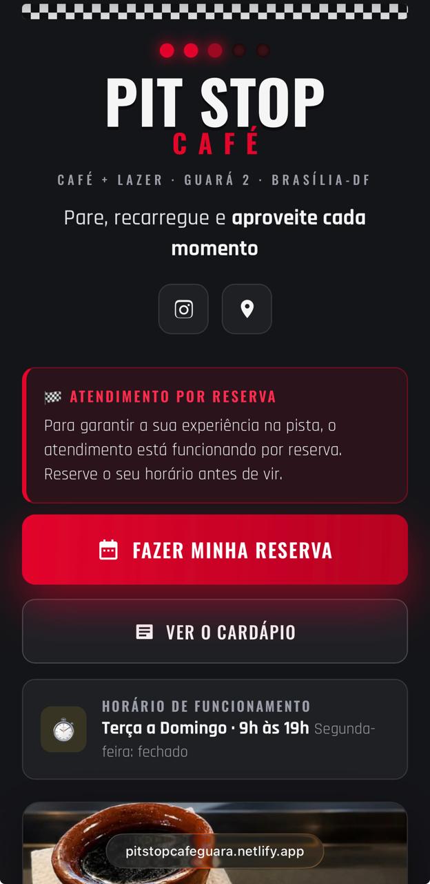 Link na bio do Pit Stop Café